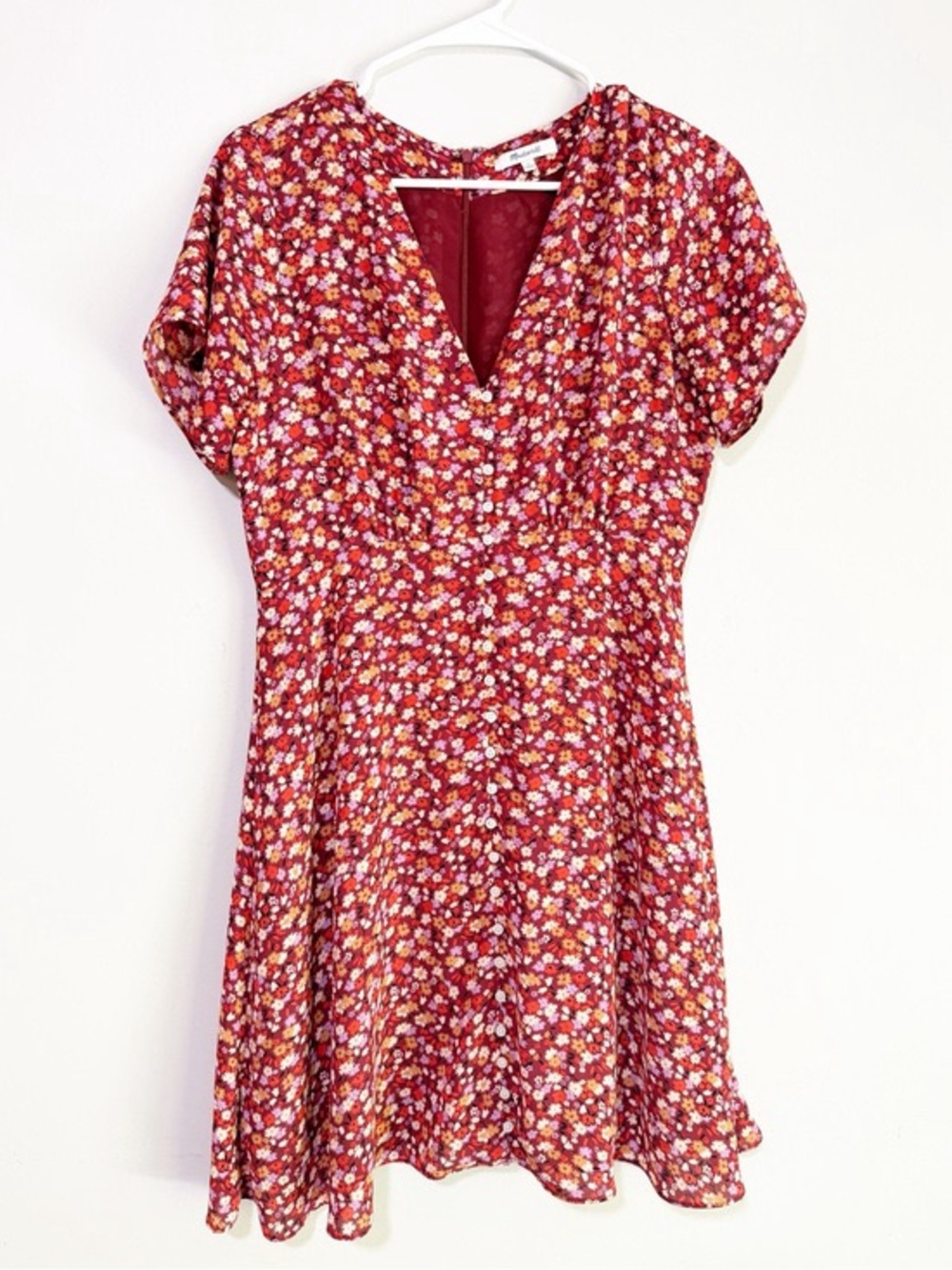 MADEWELL V-Neck Button-Front Mini Dress Ditzy Floral Prairie - NEVER WORN